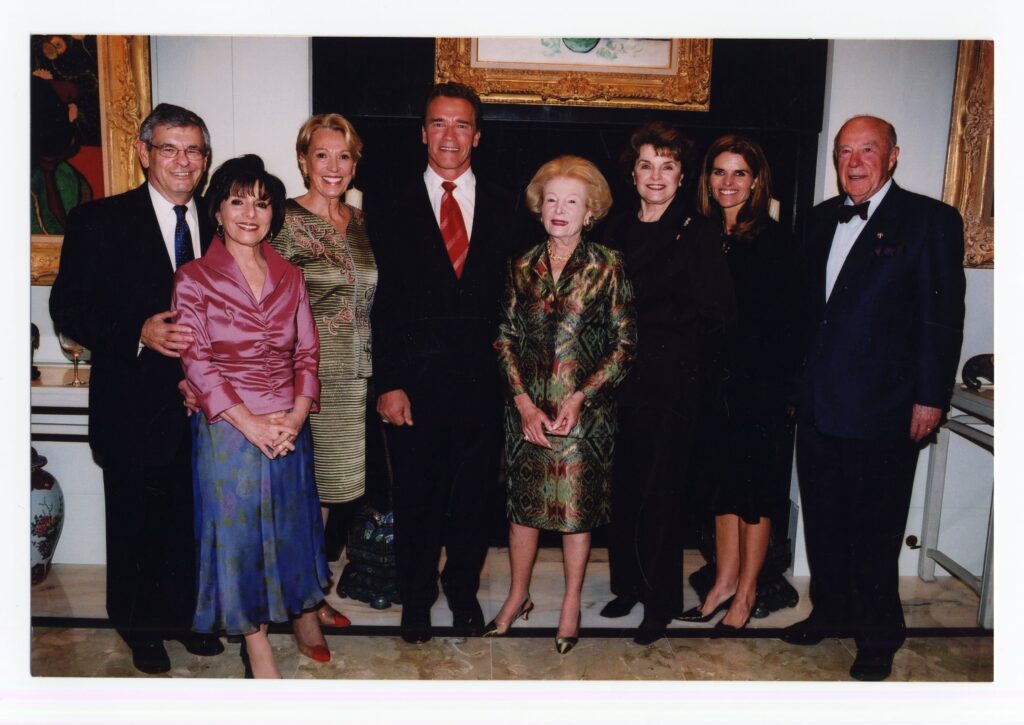 U.S. Sen. Dianne Feinstein attended a bipartisan conference on California at Sunnylands in 2003. Others at the gathering included U.S. Sen. Barbara Boxer, Gov. Arnold Schwarzenegger, Leonore Annenberg, California First Lady Maria Shriver, and former U.S. Secretary of State George Shultz.