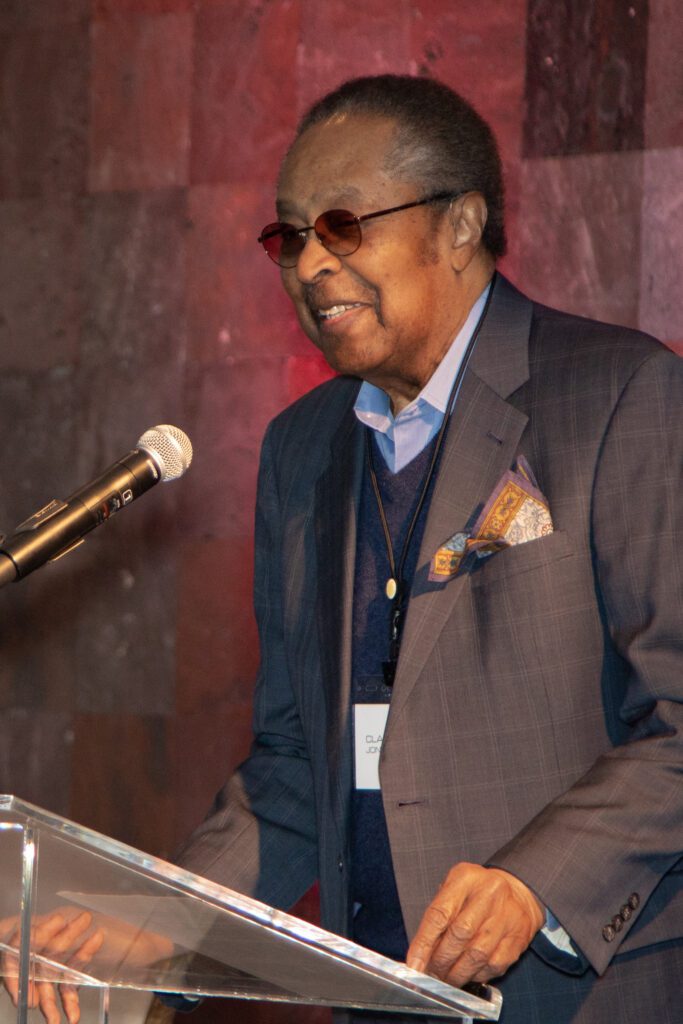 2. Clarence Jones addresses attendees of the civil right retreat at Sunnylands in January, 2019.